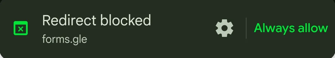 Tap Always allow if redirect is blocked